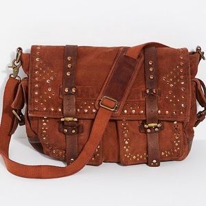 Free People Studded Distressed Messenger Bag
